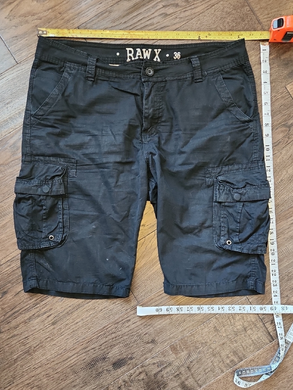 RAW X Men’s Black Cargo Shorts - Size 36